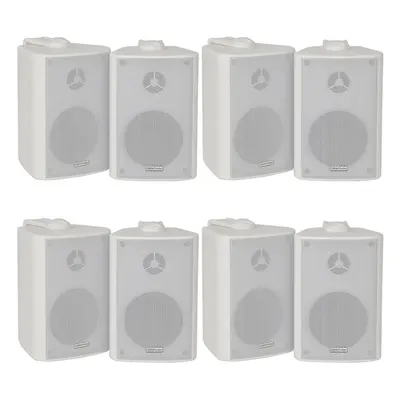 8x 60W Way White Wall Mounted Stereo Speakers 3" 8Ohm Mini Background Music