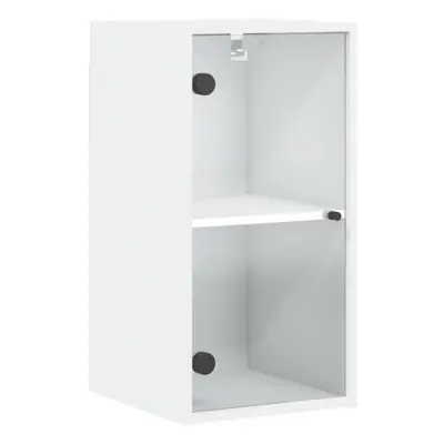 (white) vidaXL Wall Cabinet with Glass Doors Bathroom Wall Storage Cabinet Grey Sonoma