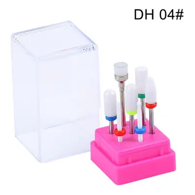 (DH 04#) 7pcs Nail Drill Bits Container Box Grinding Remove UV Gel Auroras Nail Art Design Tools