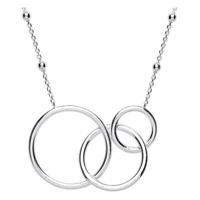 Jewelco London Ladies Sterling Silver Triple Chinese Linking Rings Bead Necklace inch - GVK298