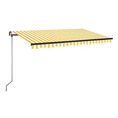 vidaXL Manual Retractable Awning with LED 400x350 cm Yellow and White Outdoor