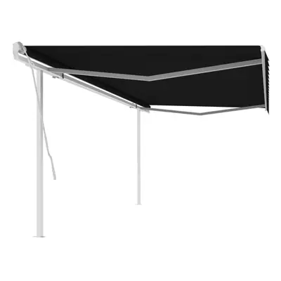 Manual Retractable Awning with Posts 5x3.5 m Anthracite