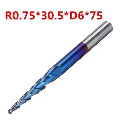 (R0.75*30.5*D6*75) NACO-blue Flutes Ball Nose Milling Cutter R0.25/ R0.5/ R0.75/ R1.0 *30.5*D6*7