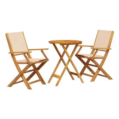 vidaXL Bistro Set Piece Bar Set Balcony set Beige Fabric and Solid Wood