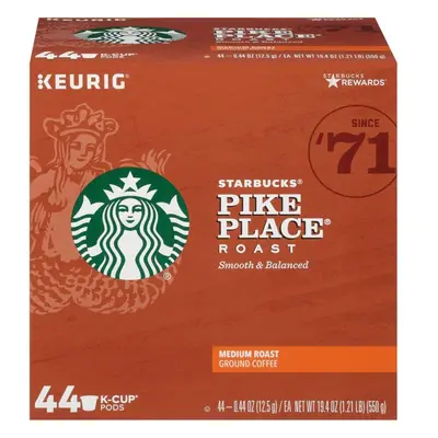 Starbucks Medium Roast K-Cup Coffee Pods, Pike Place, ct.