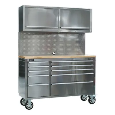 1475 x x 1860mm Mobile STAINLESS STEEL Tool Cabinet - Drawer & Cupboard