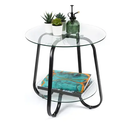 LIVIVO Round Glass Side Table