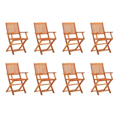 vidaXL 8x Folding Garden Chairs Solid Eucalyptus Wood Patio Dining Chair Seat