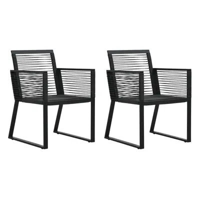 vidaXL 2x Garden Chairs Black PVC Rattan Outdoor Seating Dining Furniture