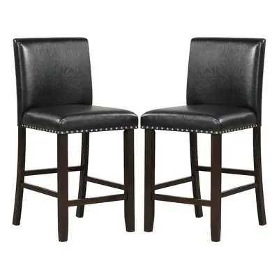 2 pcs Armless Bar Stools PVC Leather Upholstered Counter Height Chair