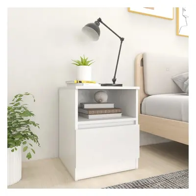 vidaXL 2x Bed Cabinets White Chipboard Bedside Tables Nightstands Furniture