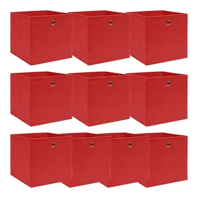 vidaXL 10x Storage Boxes Red Fabric Foldable Garden Chests Cases Organisers