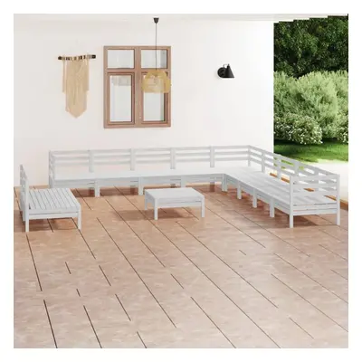 vidaXL Garden Lounge Set Outdoor Lounge Set Piece Solid Wood Pine White