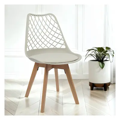 4x Alma Dining Chairs In Beige With Wooden Legs