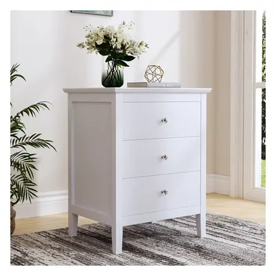 3 Drawer White Nightstand Sofa Side Table