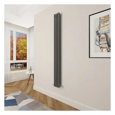 (1800x200mm Column) Designer cast iron radiator anthracite all sizes