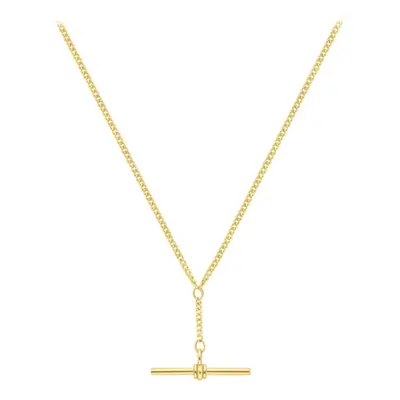 Jewelco London 9ct Yellow Gold Tight-linked Curb T-Bar Necklace 18" 45cm - CANR02022-18