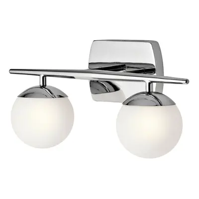 IP44 Twin Wall Light Satin Etched Cased Opal Globes Polished Chrome LED G9 3.5W