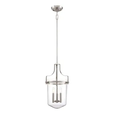 3 Bulb Ceiling Pendant Light Fitting Brushed Nickel LED E14 40W Bulb