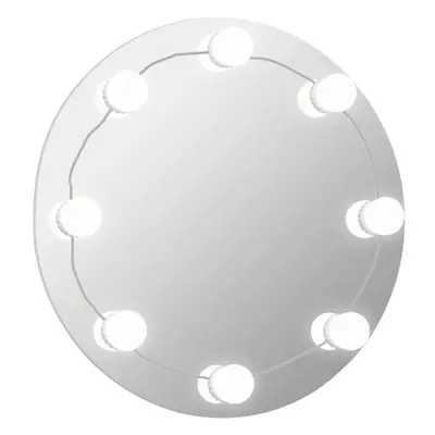 vidaXL Wall Mirror with LED Lights Round Glass Wall-Mounted Makeup Mirror