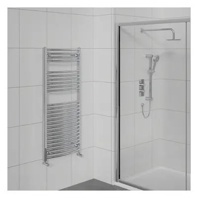 WarmeHaus Curved Bathroom Heated Towel Rail Warmer Radiator Central Heating Chrome - 1200x600mm