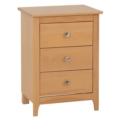 Oslo Drawer Bedside Chest Antique Pine Finish with Metal Handles