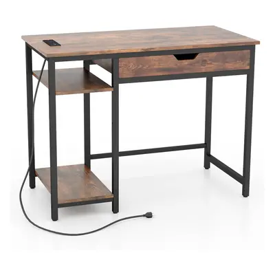 Computer Desk Industrial Home Office Desk Drawer & Adjustable Shelf