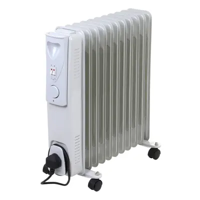 NRG Portable Oil Filled Radiator Electric 2.5KW Adjustable Thermostat Fin Radiator Heater with P