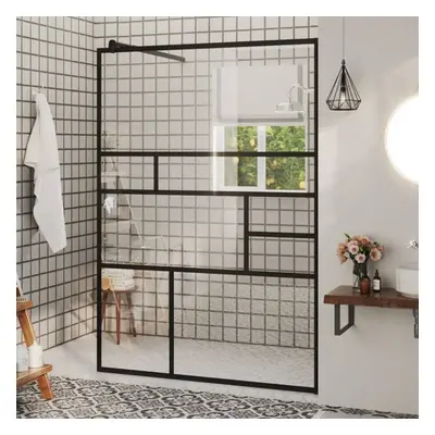 vidaXL Walk-in Shower Wall with Clear ESG Glass Black Bathroom Shower Screen