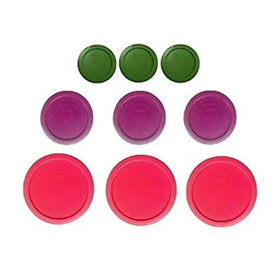 Pyrex (3) 7200-PC 2-Cup Lawn Green (3) 7201-PC 2-Cup Purple, (3) 7402-PC 6/7-Cup Fuchsia Pink Pl