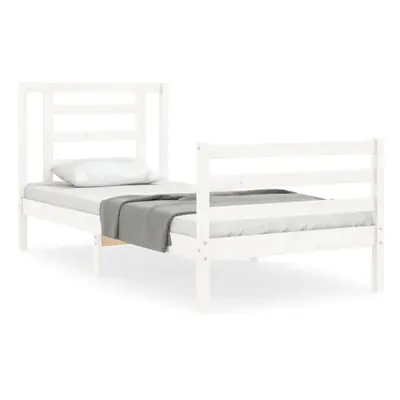 (white, x cm) vidaXL Bed Frame Bed Base Platform Bed with Headboard Small Single Solid Wood