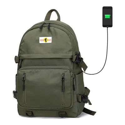 (Green) 18-inch Backpacks Laptop Bag USB Charging Women Female School Bag Travel Bagpack for Tee