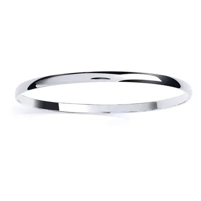 Jewelco London Ladies Platinum Plated Sterling Silver D-Shape Slave Bangle Bracelet 4mm - GVG217