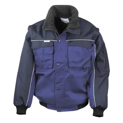 (S, Royal Blue/Navy) WORK-GUARD by Result Mens Heavy Duty Zip-off Sleeves Pilot Jacket