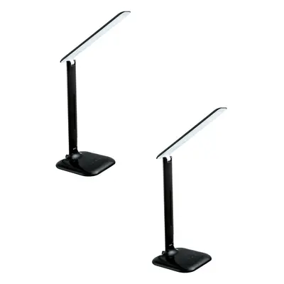 2 PACK Table Desk Lamp Colour Black Steel Touch On/Off DIm LED 2.9W Included