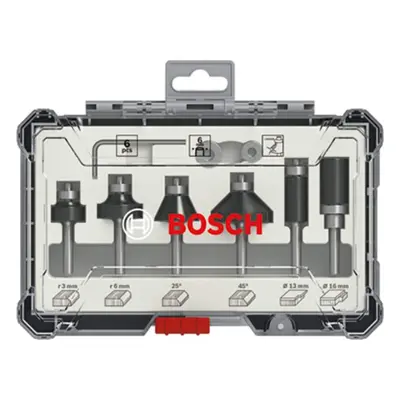 Bosch Professional 6-Piece Edge Cutter Set for Wood for Router with 6mm Shank, Colour, mm