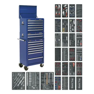 14 Drawer Topchest Mid Box & Rollcab Bundle - Piece Tool Kit - Blue