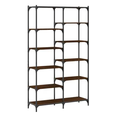 (brown oak) vidaXL Bookshelf Display Cabinet Bookcase Smoked Oak Engineered Wood and Iron