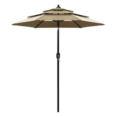 vidaXL 3-Tier Parasol with Aluminium Pole Taupe Outdoor Patio Sunshade Cover