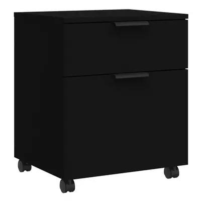 vidaXL Mobile File Cabinet Filing Cabinet with Wheels Black Engineered Wood