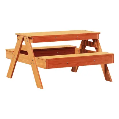 vidaXL Picnic Table for Kids Sand Box Play Table Wax Brown Solid Wood Pine