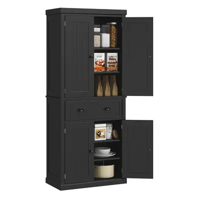 HOMCOM Freestanding Kitchen Storage Cabinet Drawers Cupboards Shelves Black