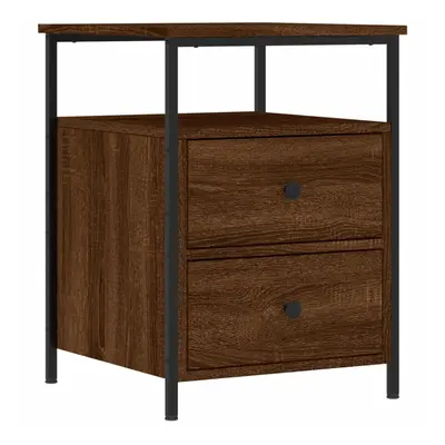 (brown oak) vidaXL Bedside Cabinet Bedside Table Side Table Smoked Oak Engineered Wood