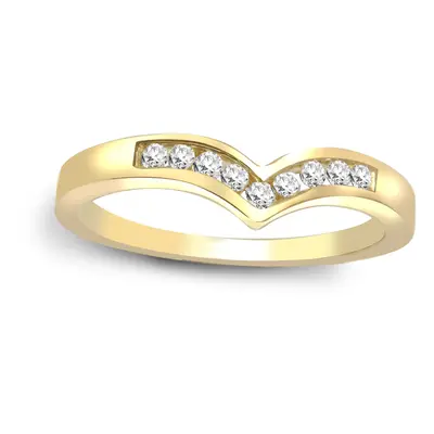 (J) Jewelco London Ladies Solid 9ct Yellow Gold Channel Set Round H I1 0.15ct Diamond Wishbone E