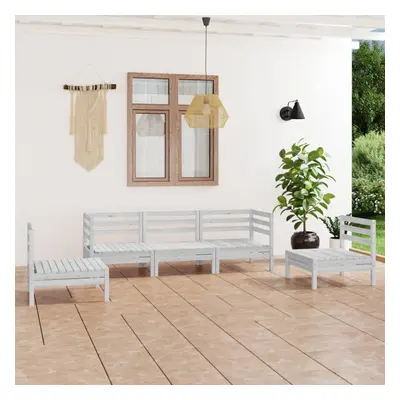 vidaXL Solid Pinewood Garden Lounge Set Piece White Outdoor Seating Sofa