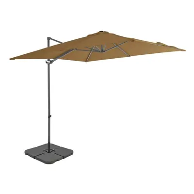 vidaXL Outdoor Umbrella with Portable Base Taupe Garden Patio Parasol Sunshade