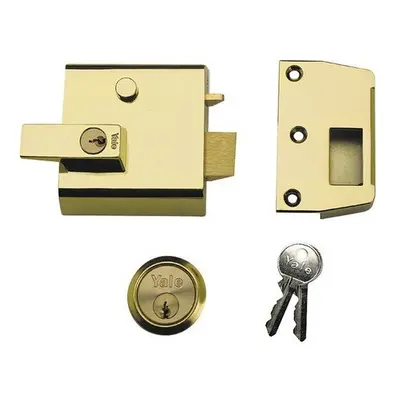 Yale P-1-DMG-PB-60 High Security Double Locking Nightlatch 60mm Brass Cylinder Grey Case