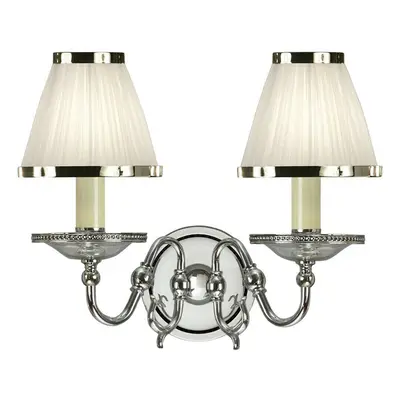 Luxury Flemish Twin Wall LightBright Nickel White ShadeTraditional Lamp Holder