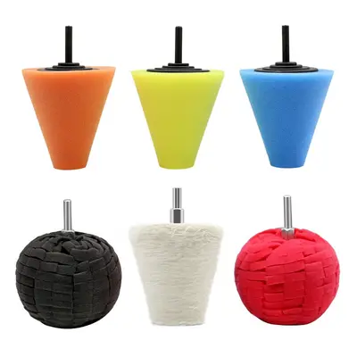 (6pcs) 5/6/7 Pcs Car Polish Buffing Cone Pads with Polishing Ball Pad For Wheel Corner Drill Kit