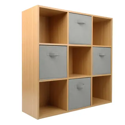 (4 Grey Drawers) Charles Jacobs Oak Cube Open Book Shelf Storage